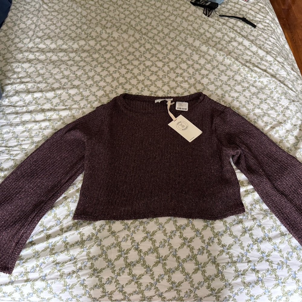 Purple Knit Cropped Sweater